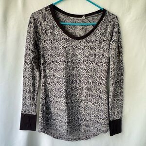 Athleta Womens XS Coronado Athletic Running Top Cotton Blend Black Athleisure